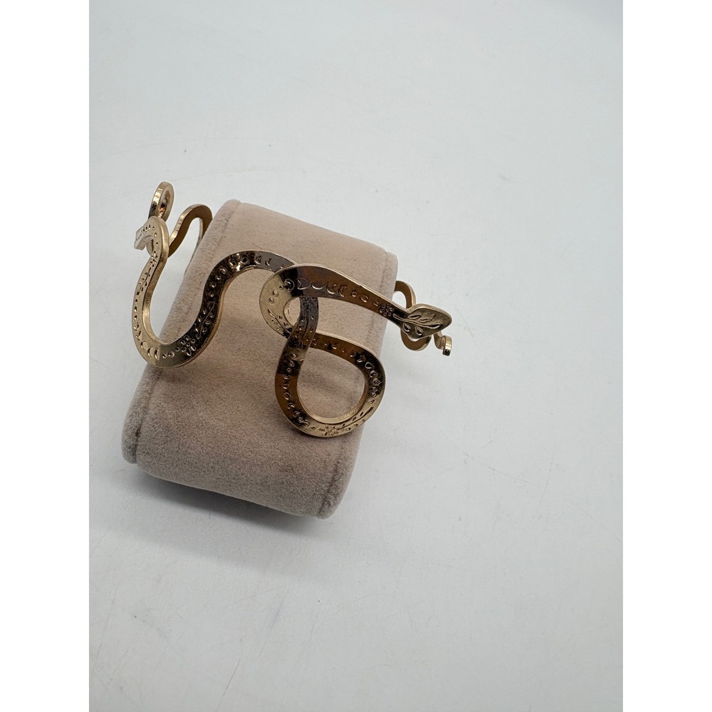 Gold Snake Motif Open Cuff Bracelet - Women's Jewelry